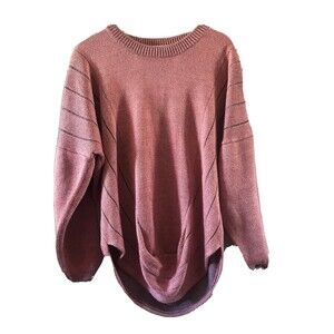 Vintage Joanie Char Art Silk-blend Unique Wrap Trim Pattern LongSleeve Sweater L